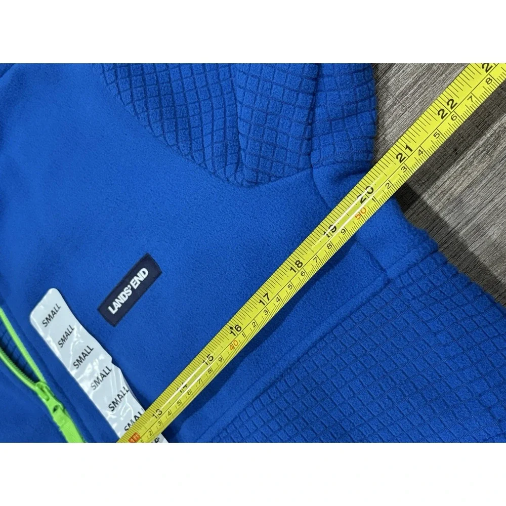 Lands End Mens Fleece Full Zip Jacket 100%‎ Size Small NWT Blue Green